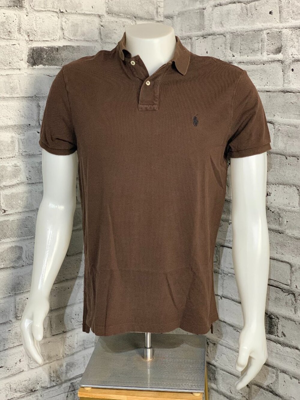Vintage Polo Ralph Lauren Polo Shirt L Chocolate Brown Pony Custom Fit Preppy